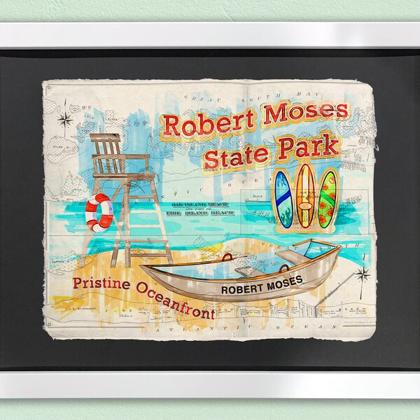 Robert Moses State Park Art Print | Framed Wall Art | Travel Themed Art | Long Island Artwork | Gallery Wall Art | Beach Illustration