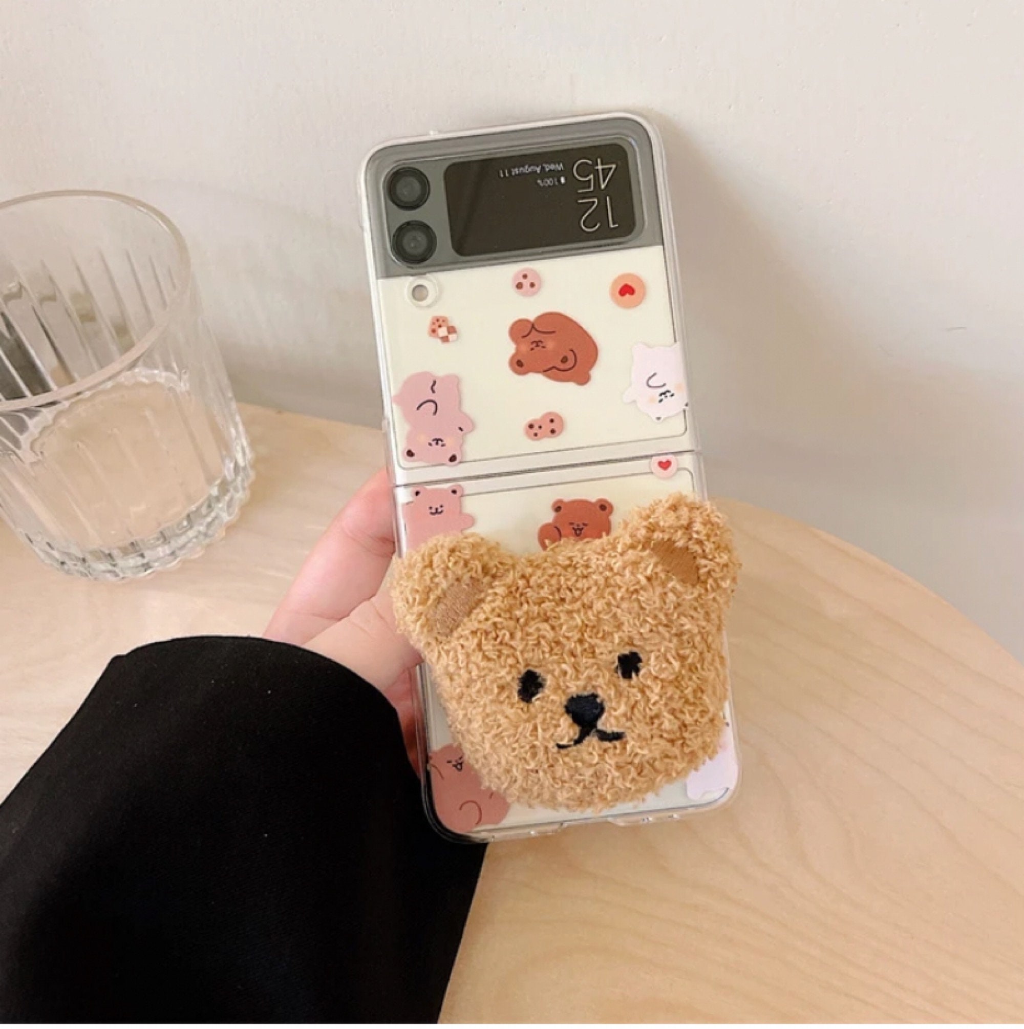 Galaxy Z Flip 5 Case,cute Bear Vertical Pattern Hinge Protection Cases For Samsung  Galaxy Z Flip 5 With Bracelet