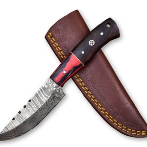 Custom Handmade Damascus Steel Hunting Camping Skinner Knife - Wood Handle Anniversary Gift Gift For Him A-098