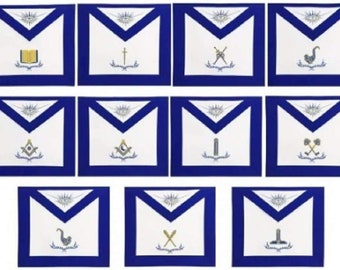 Masonic Blue Lodge Officers Apron, Embroidery Aprons