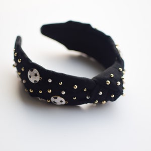 Soccer Knotted Headband, Women&#39;s Headband, Knotted Headband, embellished, Handsewn, beaded, Soccer, Sports