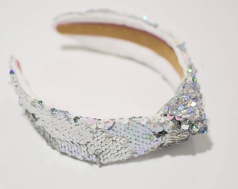 Mermaid Sequins Headband, Women's Headband, Knotted Headband, Mermaid Headband, Sequins Headband, Kids Headband, Adult Headband