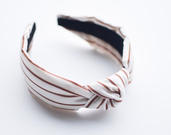 Burnt Orange Stripes Knotted Headband, Women's Headband, Knotted Headband, Corduroy, Gift