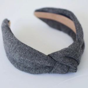 Black Herringbone Headband, Women&#39;s Headband, Knotted Headband
