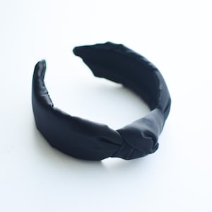 Zwart satijnen hoofdband, dameshoofdband, geknoopte hoofdband, zwart, cadeau, accessoires