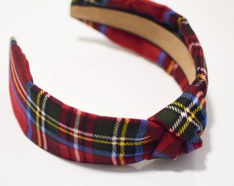 Tartan Knot Headband: Classic Plaid Fabric Headband