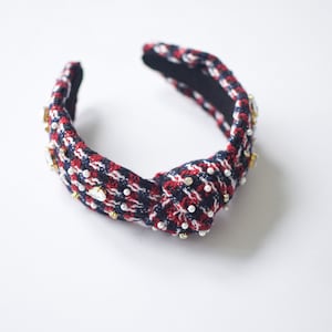Embellished Knot Headband: Red, White, and Blue - Handmade