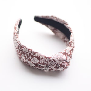 Chocolate Floral Knotted Headband, Women's Headband, Knotted Headband, Chocolate, Cotton, Gift