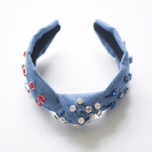 Women&#39;s Knot Headbands, 4th of July Knotted Headband, Women&#39;s Headband, Knotted Headband, embellished, Handsewn, beaded, Holiday, Gift