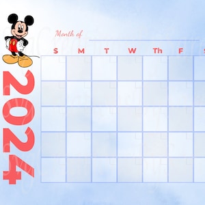 Mickey Digital Download Calendar 2024, Mickey Png, Digital Download, Calendar 2024, Mickey ...