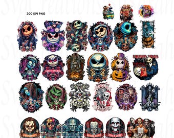 Horror character halloween clipart png bundle for cricut, scary horror characters, horror clipart sublimation png