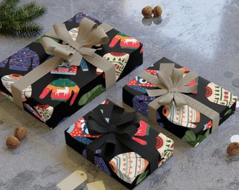 Carta da regalo natalizia a forma di brutto maglione / Fogli di carta da regalo accoglienti per le feste / Divertenti articoli per confezionare regali di Natale