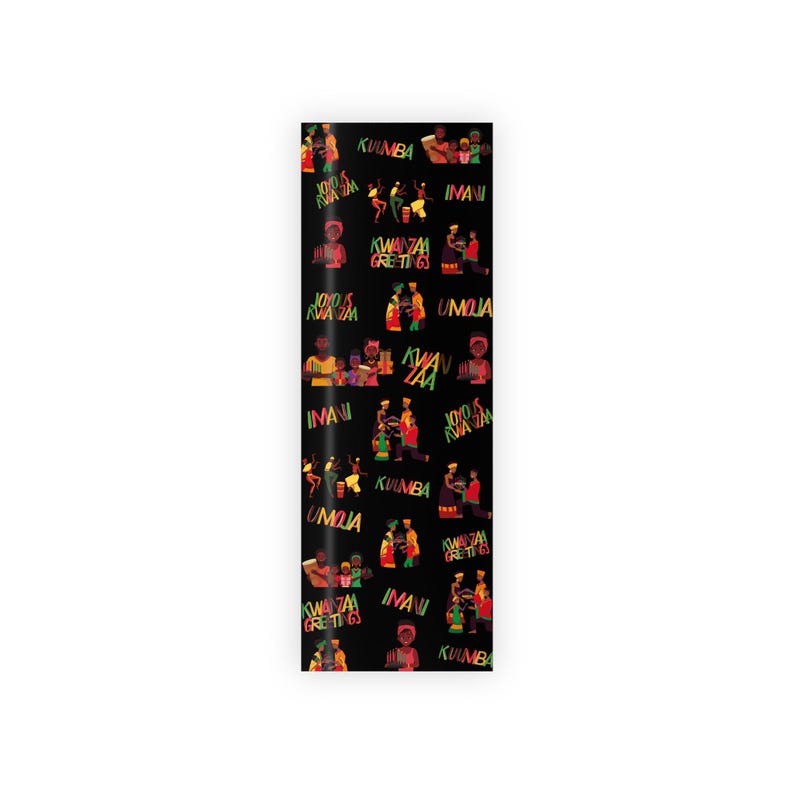 Kwanzaa Wrapping Paper Roll| Afrocentric Holiday Gift Wrap| Black History Celebratory Packaging| Joyous Kwanzaa Gift Wrap Roll image 3