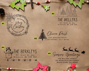 Personalized Christmas Address Stamp Self Inking Return Address Stamp Custom Home Address Stamp Family Address Stamp Mail SELF INKING STAMP