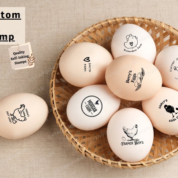 Custom Self Inking Stamp for Egg Stamp, Personalized Egg Stamp Farm Fresh Eggs Stamper, Farmers Market Custom Chicken Egg Stamp with Handle