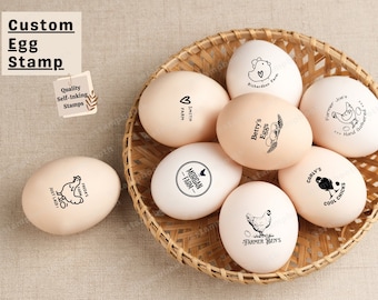 Custom Self Inking Stamp for Egg Stamp, Personalized Egg Stamp Farm Fresh Eggs Stamper, Farmers Market Custom Chicken Egg Stamp with Handle
