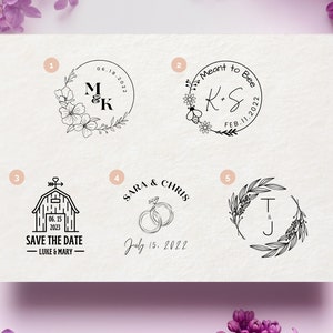 Sello de monograma de boda personalizado Ahorre la fecha Sello de entintado automático Sello de fecha de aniversario Regalo de boda Pareja Sello de boda personalizado único