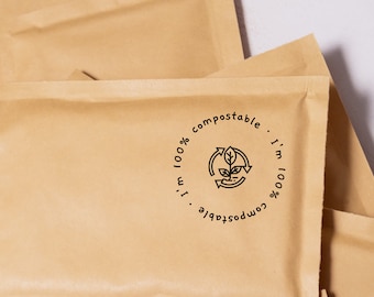 Eco Friendly Shipping Stamp Sustainable Packaging Stamp Recycle I'm Compostable Biodegradable Business Packaging Supplies Self-Inking Stamp