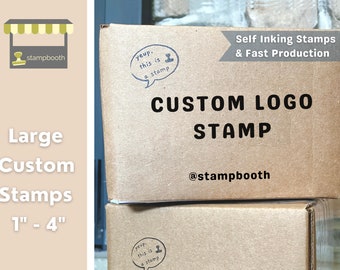 Large Logo Stamp Custom Packaging Stamp Custom Stamper Logo Business Stamp  Custom Logo Stamper Branding Stamp Personalized SELF INKING STAMP 