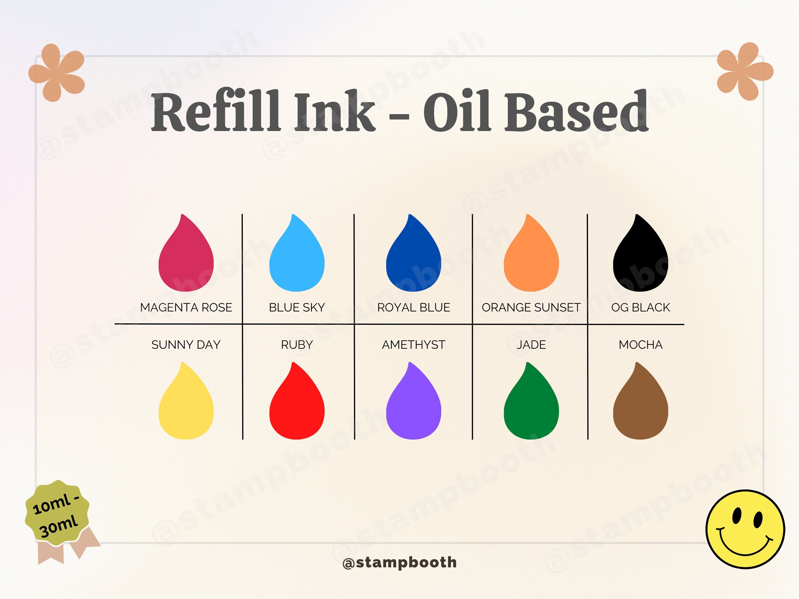 Stamp Pad Ink Refill 25ml Black, Green, Purple, Red Stamp Pad Ink