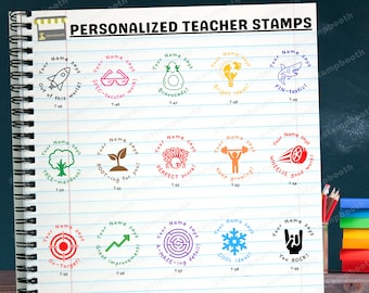 Custom Teacher Stamp Self Inking, Personalized Teacher Gifts for Teacher Appreciation Gifts, Classroom Stamp School Supplies Grading Stamp