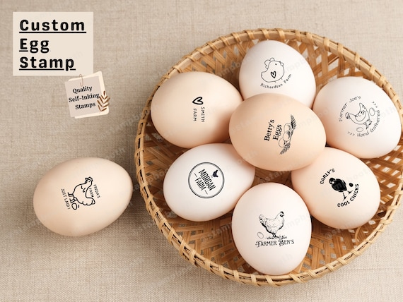 Custom Self Inking Stamp for Egg Stamp, Personalized Egg Stamp Farm Fresh Eggs Stamper, Farmers Market Custom Chicken Egg Stamp with Handle