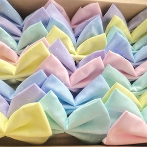 25 spring dog groomers bows, Easter spring theme, pastel polka dot, dog day care bulk bow order, attach to collar dog bow tie
