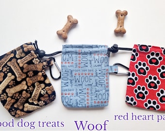 Small Dog Treat Bag, Waterproof Drawstring Pouch with Clip