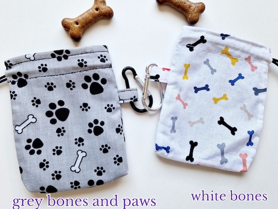 Small Dog Treat Bag | Drawstring Treat Pouch | Clip On Dog Walking Bag | Waterproof Lining | Handmade Dog Training Treat Bag