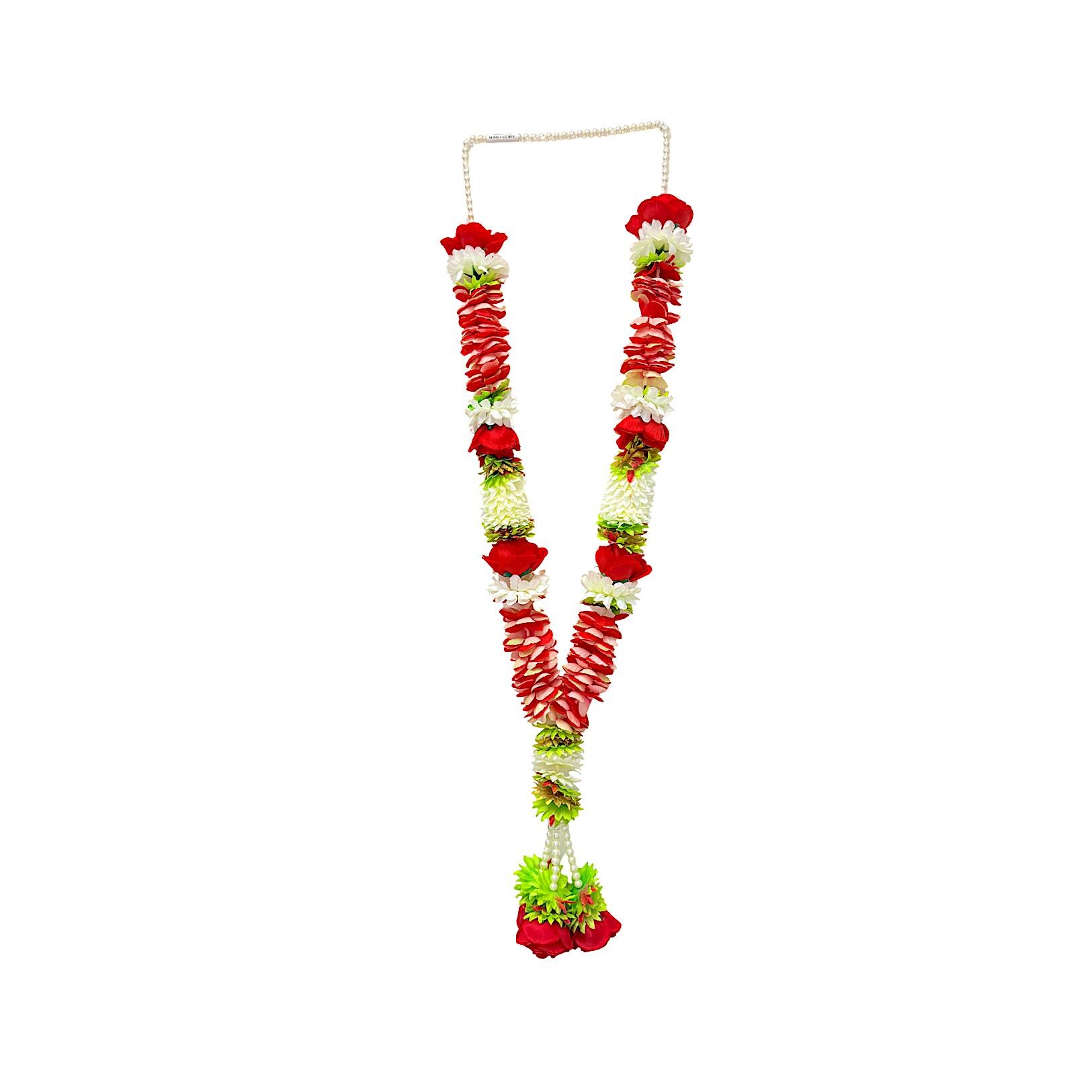 Var Garland Handmade 30 Inch Red and White Wedding Garland | Artificial Rose Var ...