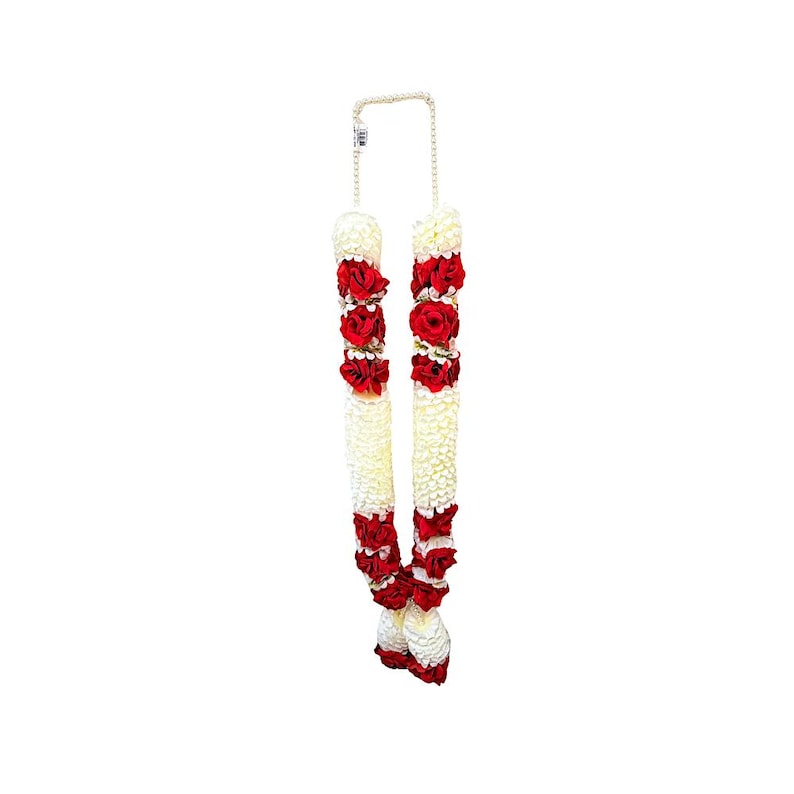 Var Garland Handmade 30 Inch Red and White Wedding Garland | Artificial Rose Var ...