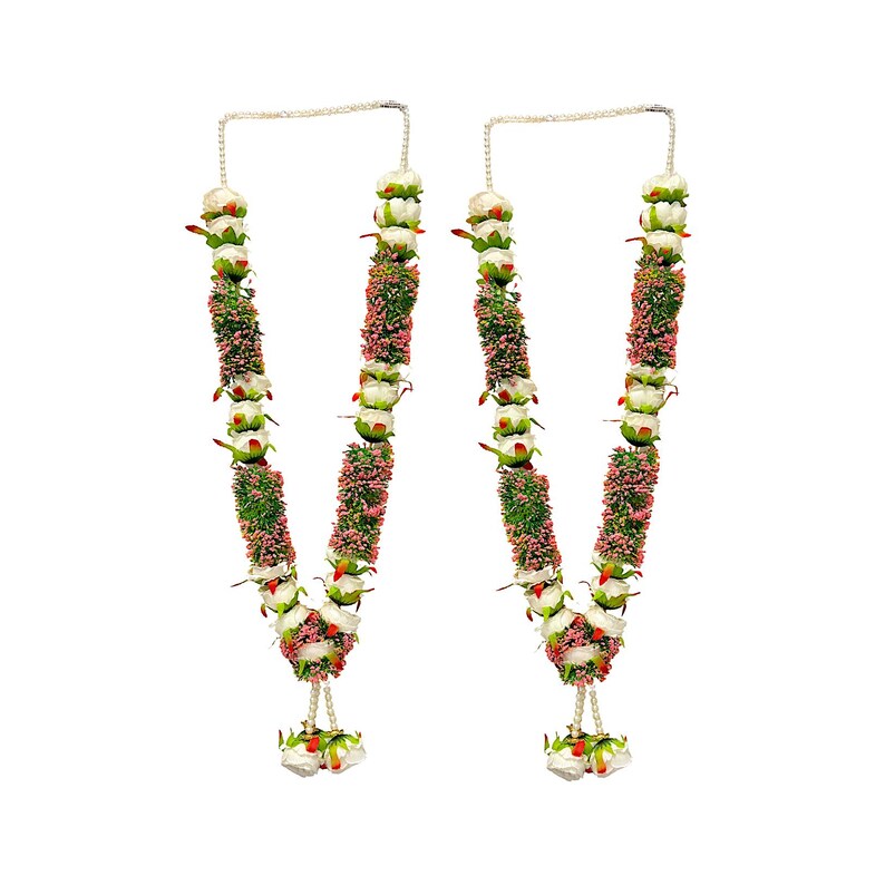 Var Garland Handmade 30 Inch Red and White Wedding Garland | Artificial Rose Var ...
