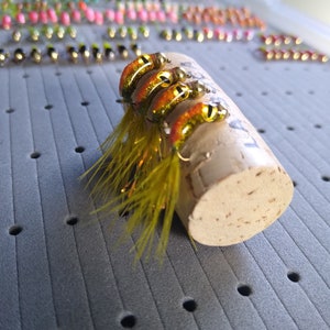 size 10 tungsten fly jig olive/ orange 4 pack