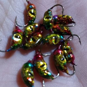 4 pack assorted colors tungsten jigs (dragon eggs) size 12