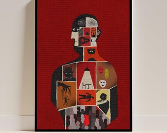 Evil’s Anatomy Art Print, Surreal Psychological Wall Art, Dark Mid Century Poster