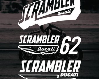 Ducati Scrambler Retro Style Stickers Decals - Vintage Side Cover Style
