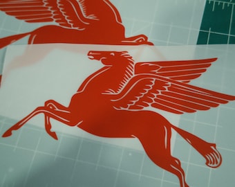 Mobil Pegasus Vinyl Decal Set Retro - 2 Piece
