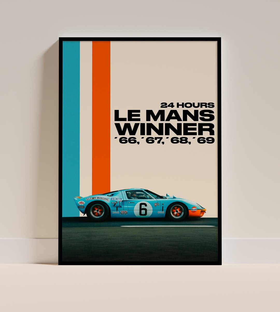 Ford GT40 Le Mans Winner Poster: Gulf Livery Racing Art (digital ...