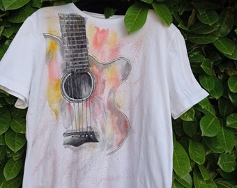 Guitar t-shirt design T-shirts Unisex with musical instruments  Handpainted unisex t-shirt Guitar t-shirts personalized Gift for musician