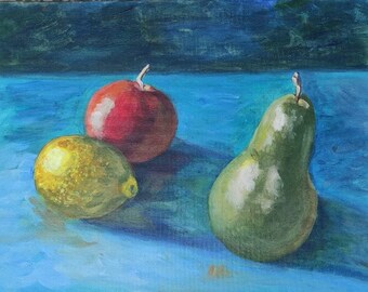 Painting fruit Decorations for cafes and bars Still life with apple Still life with fruit Still life with lemon