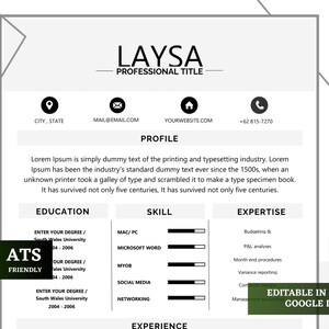 ATS Resume Template 2025, 1 Page Resume for MS Word, Google Docs, Clean Resume, Editable Resume with Cover Letter and Reference Page