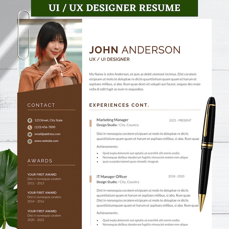 UI/UX Designer Resume Template 2025 | ATS Friendly Modern Resume | Word ...
