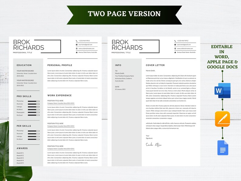 Clean Resume Template for Word - Il 794xN.7032332451 2apa 