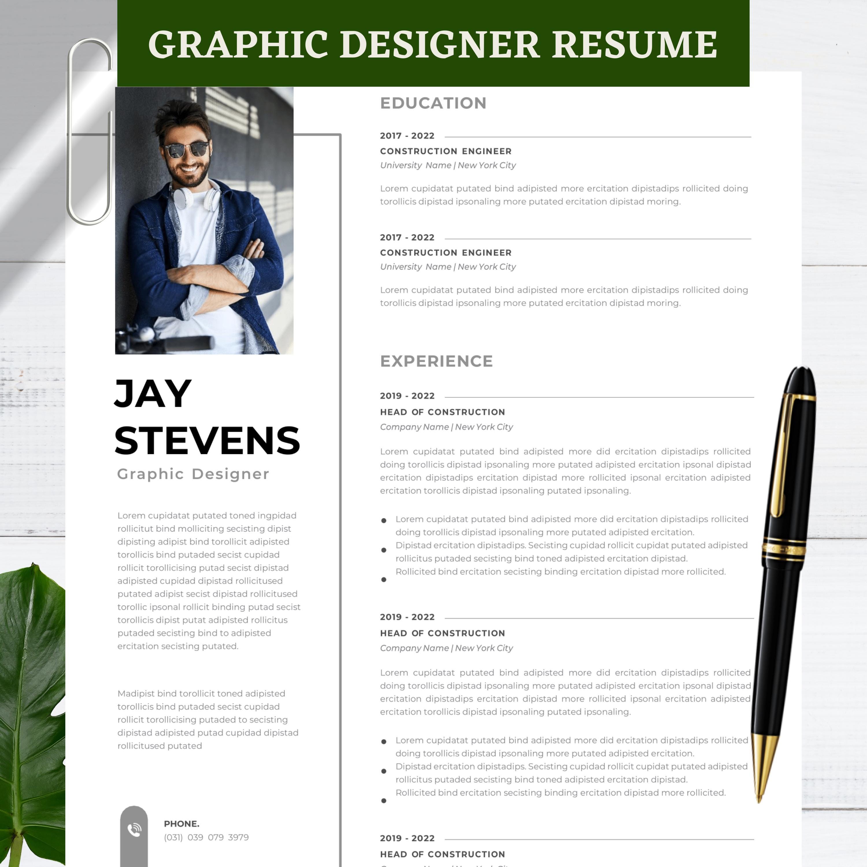 Graphic Designer Resume Template | Modern CV, Ats-friendly (MS Word) - Etsy