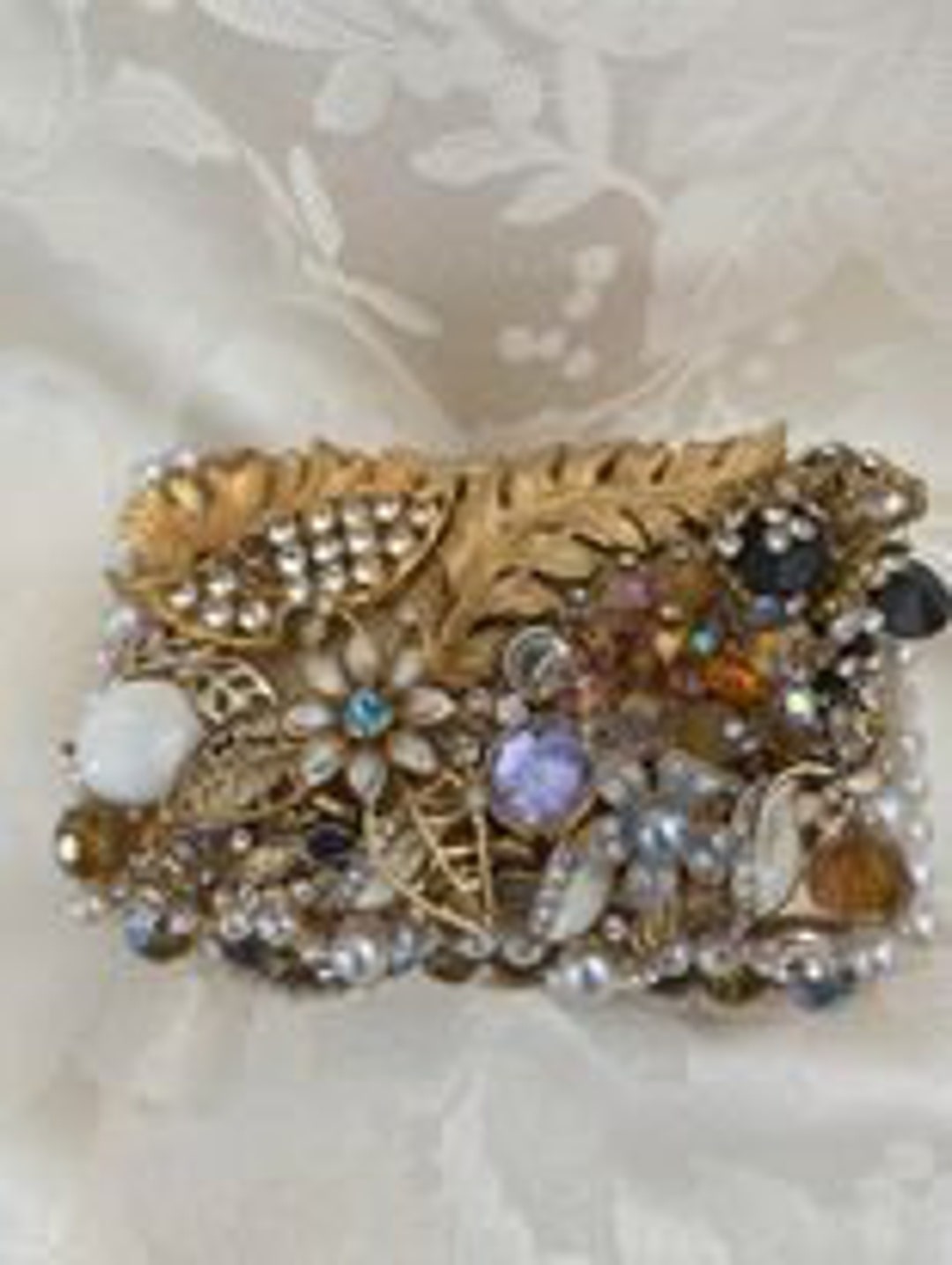 Art Vintage Jewelry Box Pull Out With Mirror Etsy