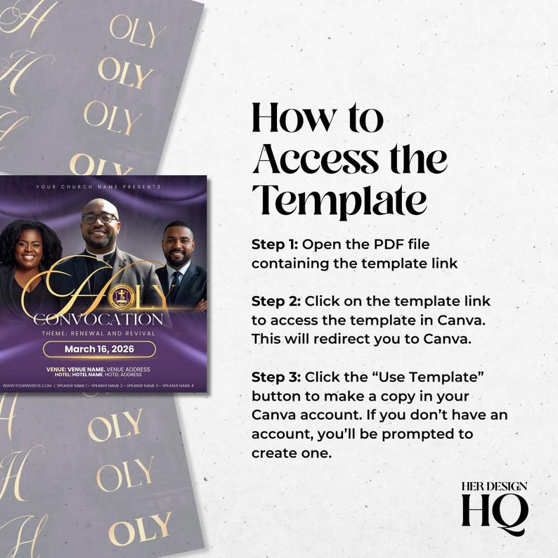 Holy Convocation Flyer | Church Canva Template | Purple & Gold ...