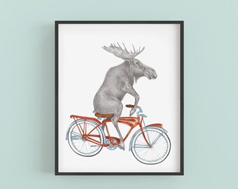 Murray the Moose Portrait | Kids Room Décor | Quirky Home Décor | Woodland Animal Nursery Décor | Cute Animal Nursery Décor