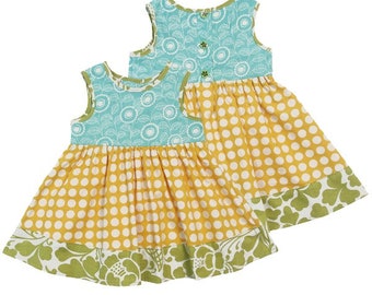 Yellow Dots Scrappy Kids Sun Dress  | Handmade Toddler Girl Sun Dress