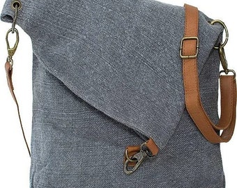 Oversized Foldover Charcoal Jute Crossbody