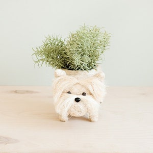 Handcrafted Coco Coir Westie Animal Planter | BoHo Succulent Planters and Décor | Whimsical Animal Planters | Plant Life Gifts | Westies